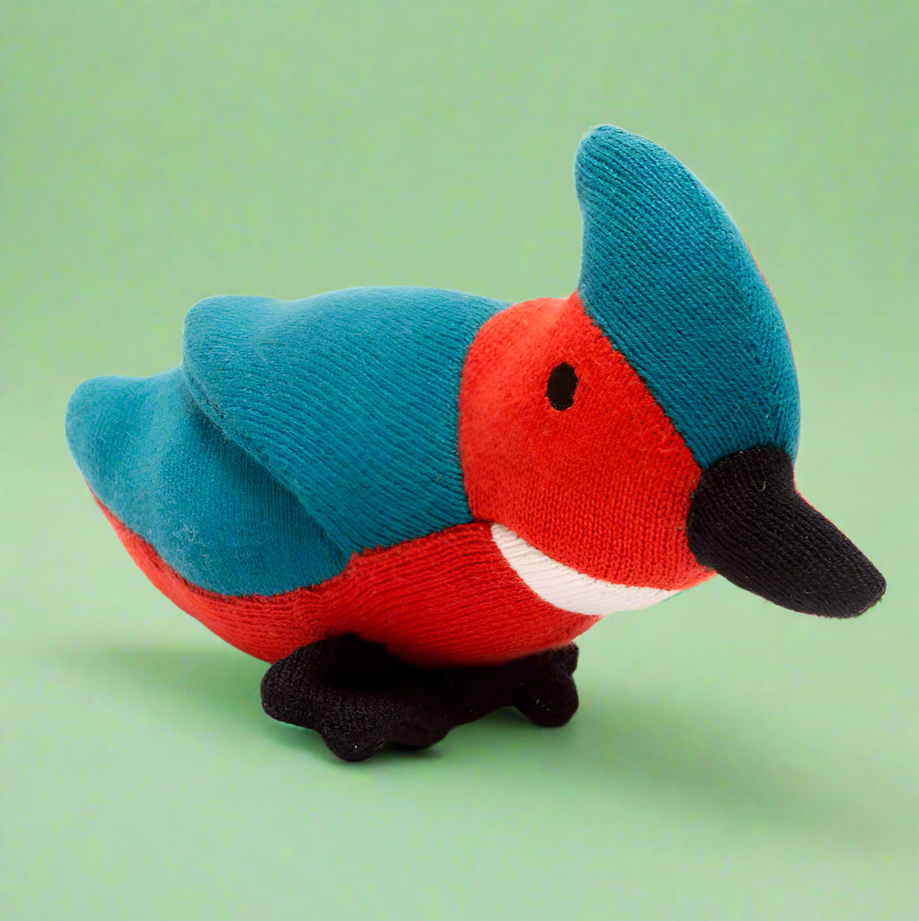 Knitted Blue Kingfisher Soft Baby Toy - BY5850 - Uneeka